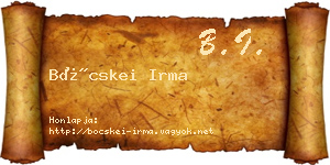 Böcskei Irma névjegykártya